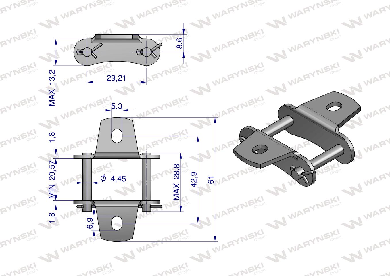 Zamek łańcucha z przyłączem obustronnym S32K1 Waryński ( sprzedawane po 5 )