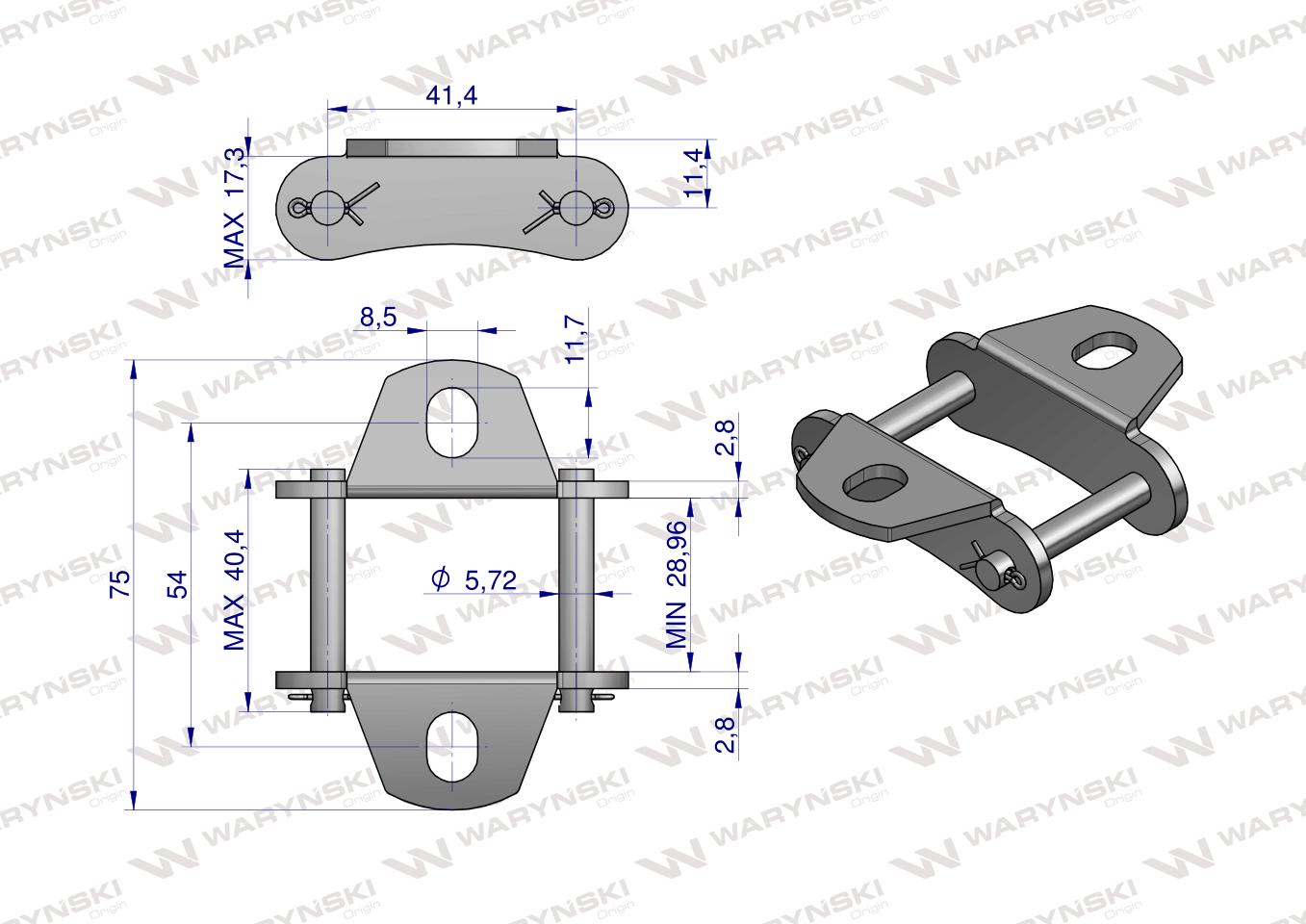 Zamek łańcucha z przyłączem obustronnym S45K1 Waryński ( sprzedawane po 5 )