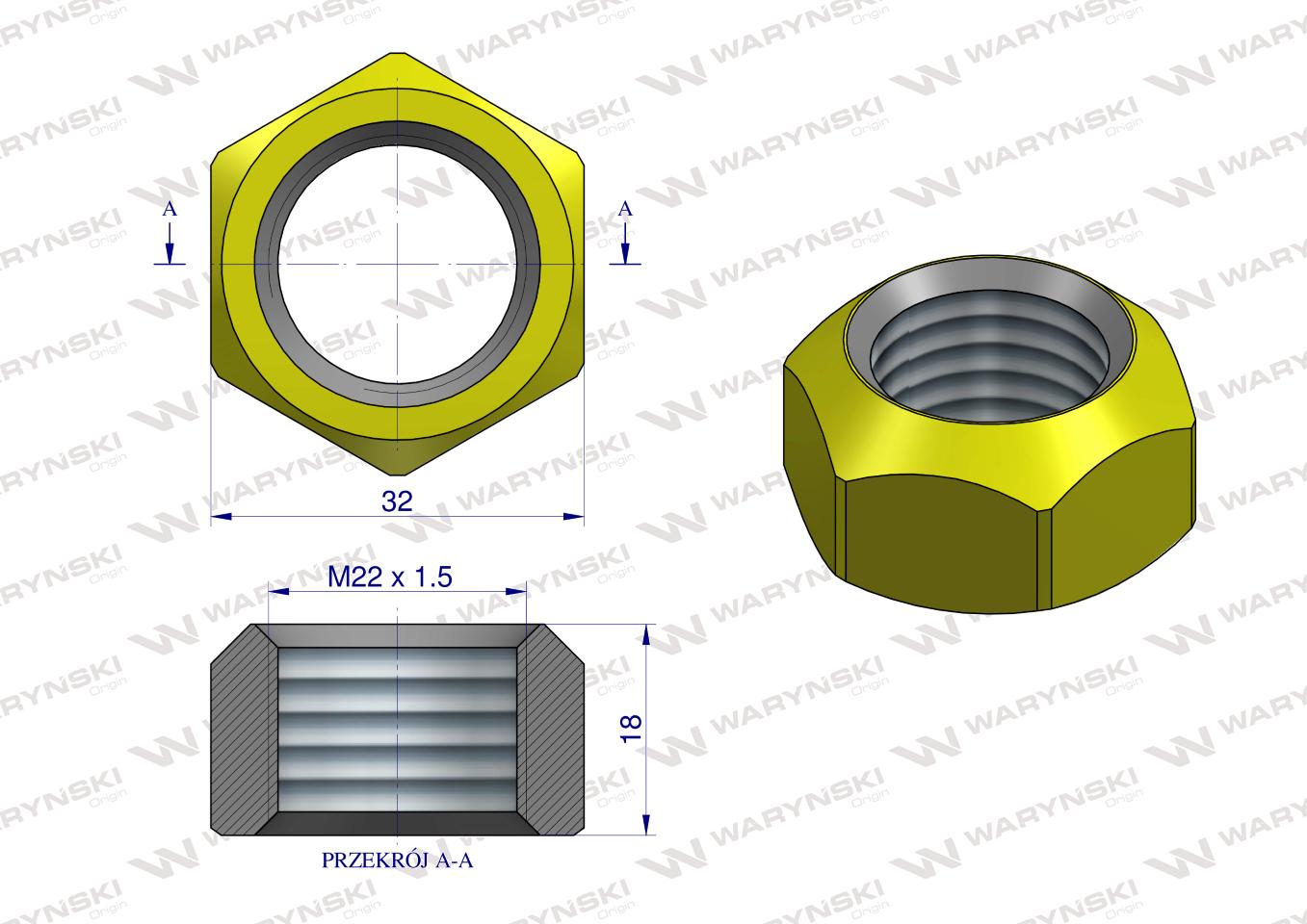 Nakrętka zęba ładowacza uniwersalna M22 Tur WARYŃSKI ( sprzedawane po 10 )
