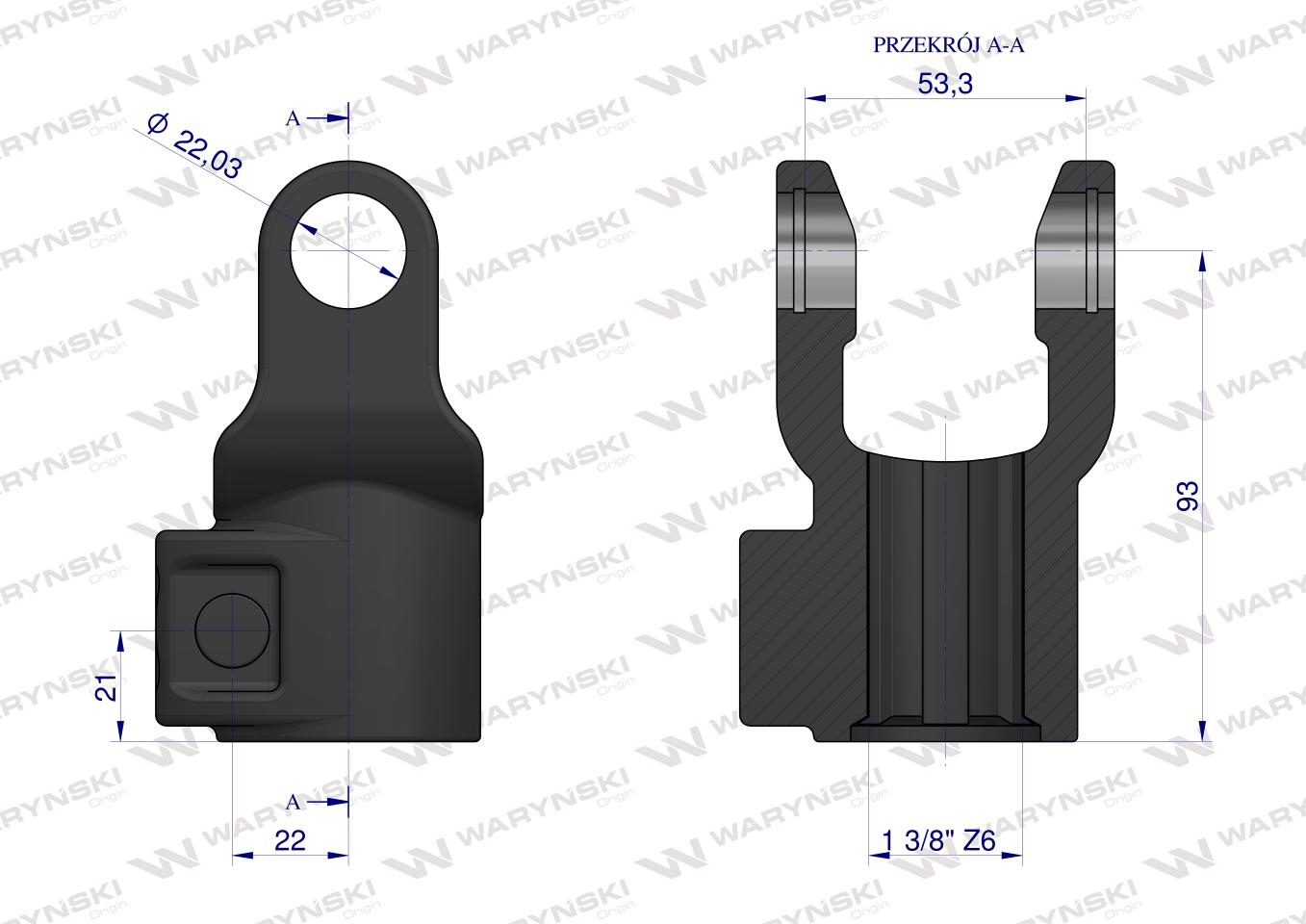 Widłak 2255 wału zewnętrzny 22x55, Waryński