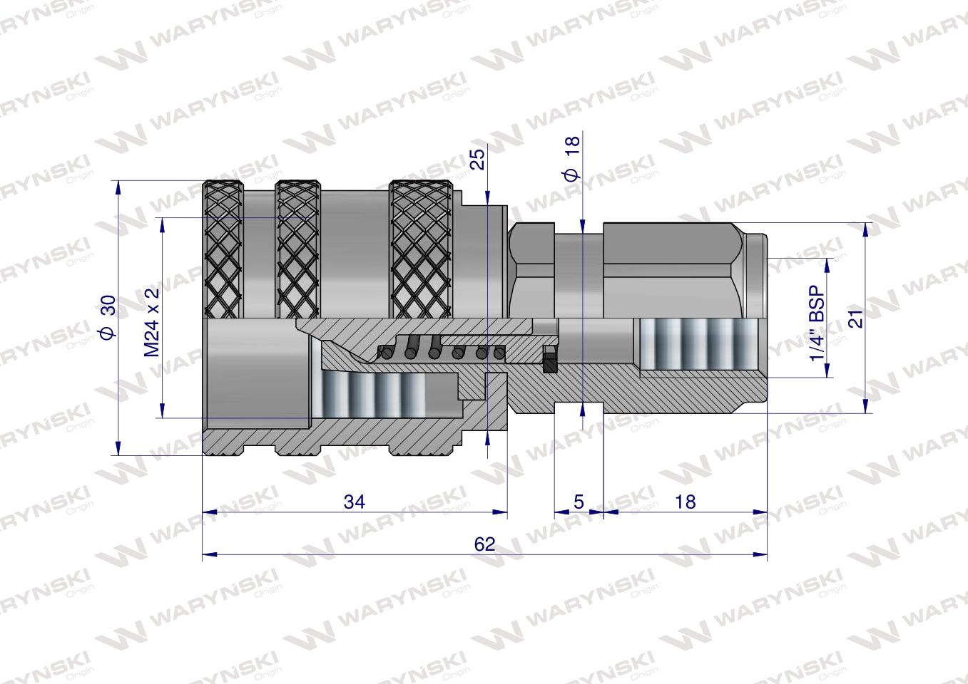 Szybkozłącze hydrauliczne skręcane wtyczka G1/4"BSP gwint wewnętrzny 350bar Waryński
