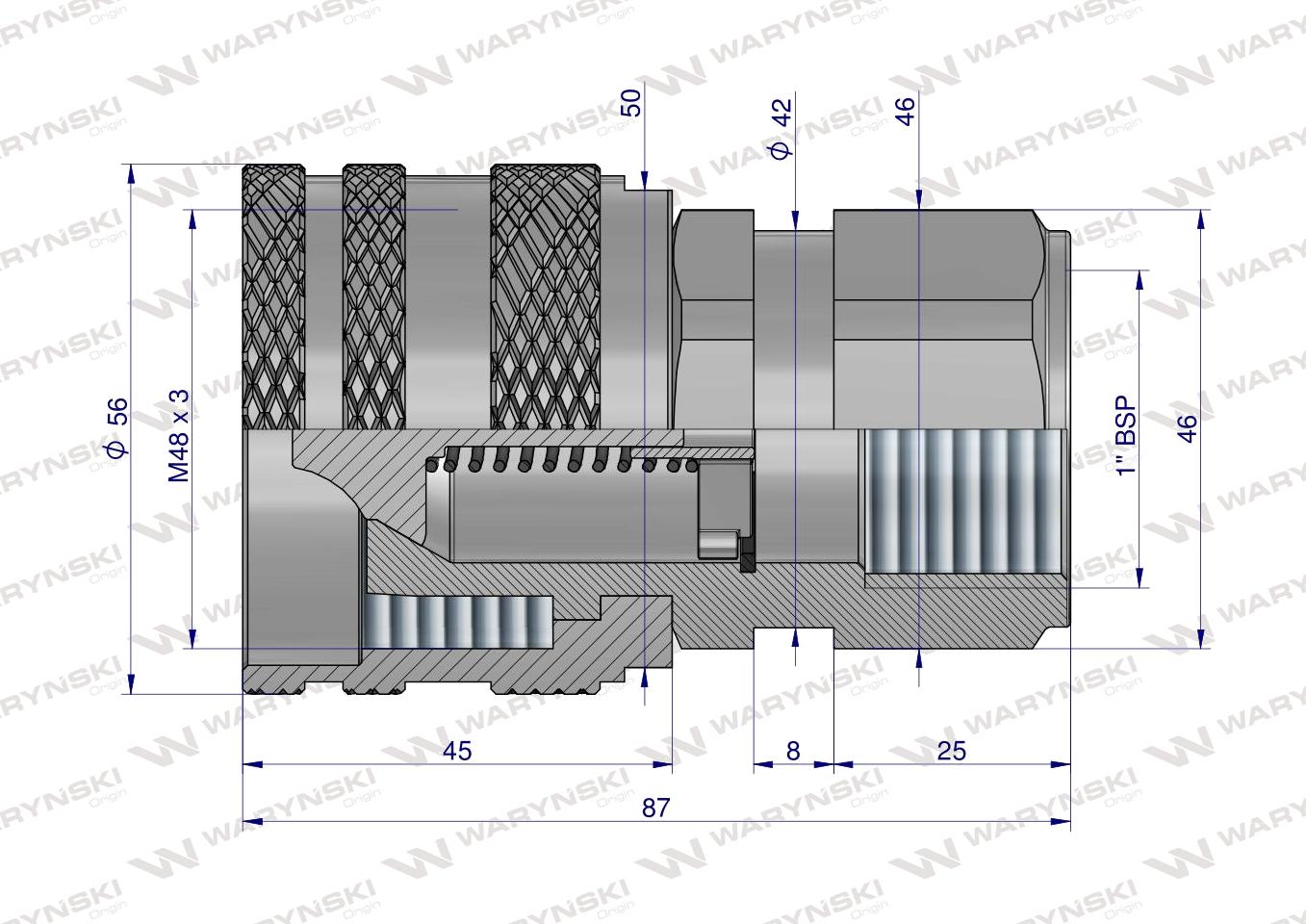 Szybkozłącze hydrauliczne skręcane wtyczka G1"BSP gwint wewnętrzny 250bar Waryński