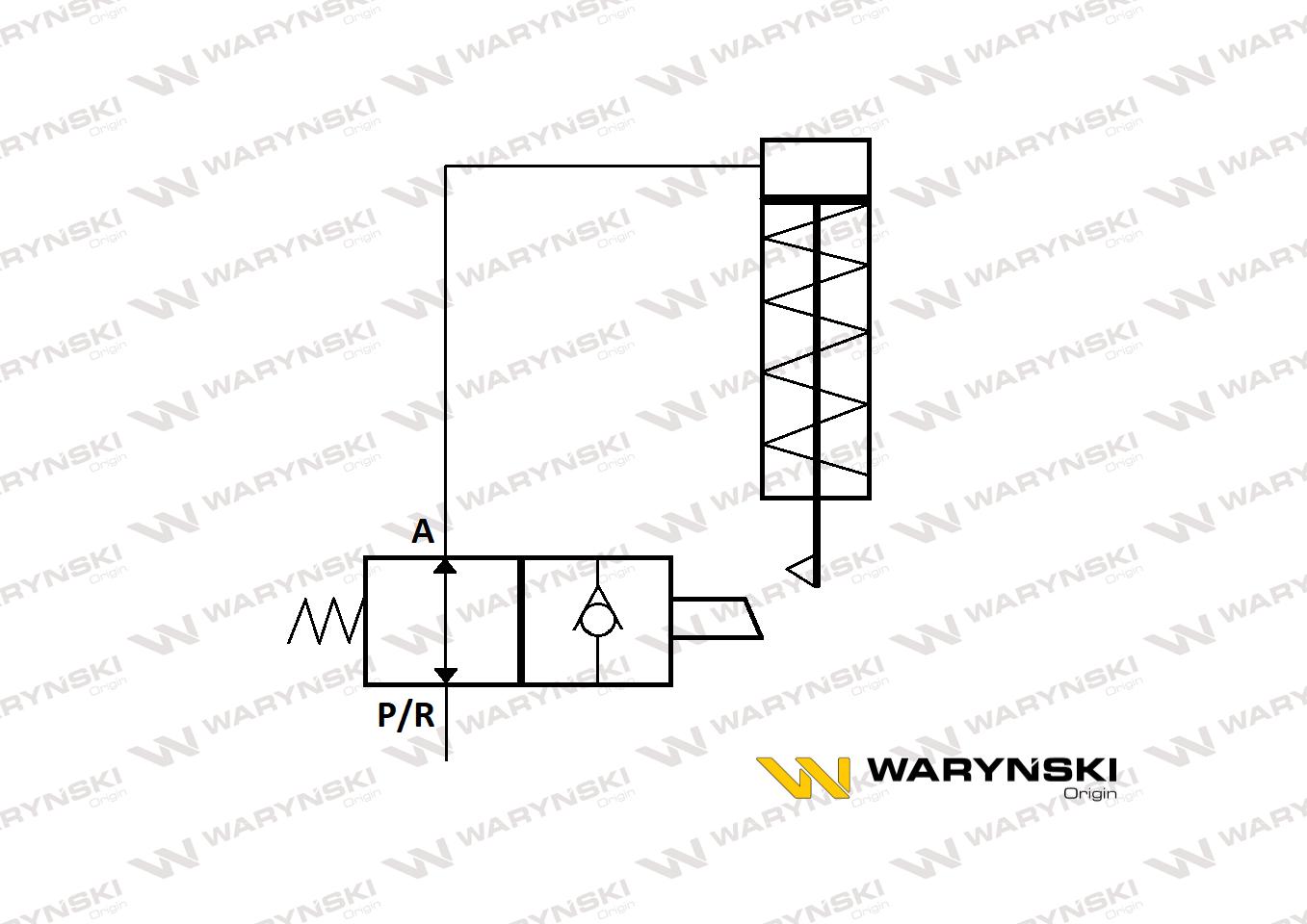 Zawór odcinająco-zwrotny (ogranicznik posuwu/skoku) 2/2 M18x1.5 12L z otworami mocującymi 350 bar Waryński