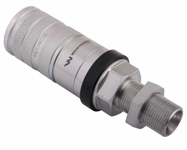 Szybkozłącze hydrauliczne zrywalne seria WIA3CV (3CFPV) 68 l/min gniazdo long M22x1.5 gwint zewnętrzny EURO PUSH-PULL (ISO 7241-A) Waryński