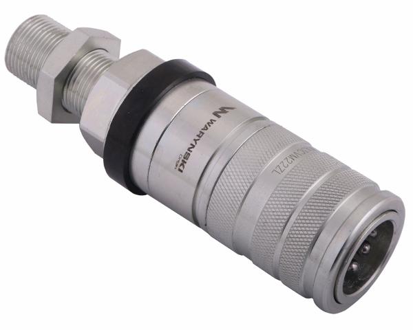 Szybkozłącze hydrauliczne zrywalne seria WIA3CV (3CFPV) 68 l/min gniazdo long M22x1.5 gwint zewnętrzny EURO PUSH-PULL (ISO 7241-A) Waryński