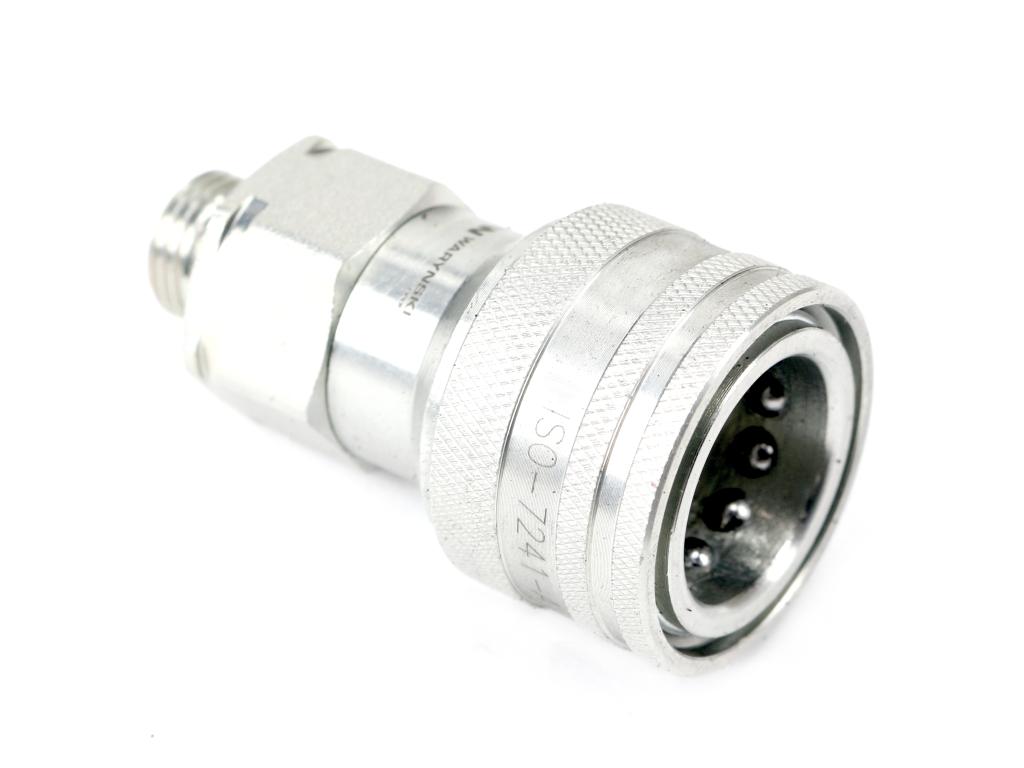 Szybkozłącze hydrauliczne gniazdo M14x1.5 gwint zewnętrzny EURO (ISO 7241-A) z eliminatorem ciśnienia Waryński