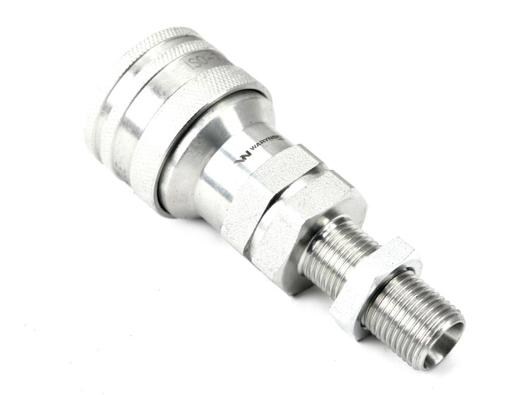 Szybkozłącze hydrauliczne gniazdo long M16x1.5 gwint zewnętrzny EURO (ISO 7241-A) z eliminatorem ciśnienia Waryński