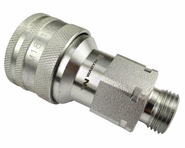 Szybkozłącze hydrauliczne gniazdo M18x1.5 gwint zewnętrzny EURO (9100818G) (ISO 7241-A) Waryński (opakowanie 50szt)
