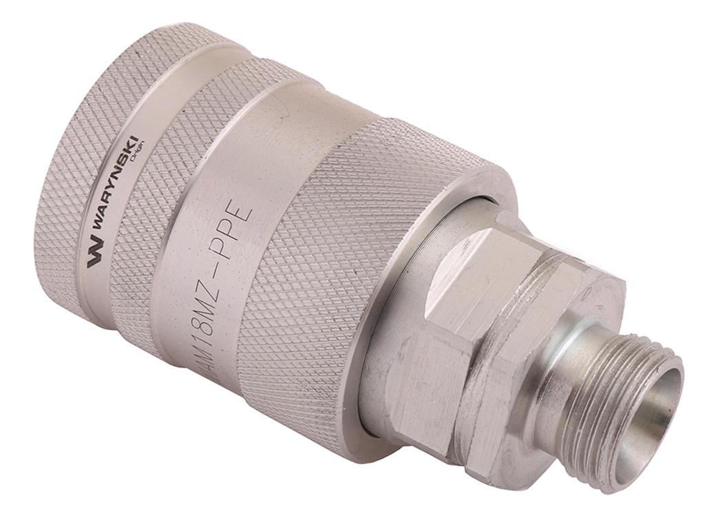 Szybkozłącze hydrauliczne gniazdo z eliminatorem ciśnienia M18x1.5 gwint zew. EURO PUSH-PULL (9100818G) (ISO 7241-A) Waryński (opakowanie 10szt)