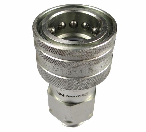 Szybkozłącze hydrauliczne gniazdo M18x1.5 gwint zewnętrzny EURO (9100818G) (ISO 7241-A) Waryński