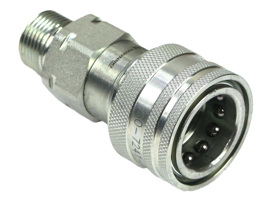 Szybkozłącze hydrauliczne gniazdo z eliminatorem ciśnienia M18x1.5 gwint zewnętrzny EURO (9100818G) (ISO 7241-A) Waryński (opakowanie 10szt)