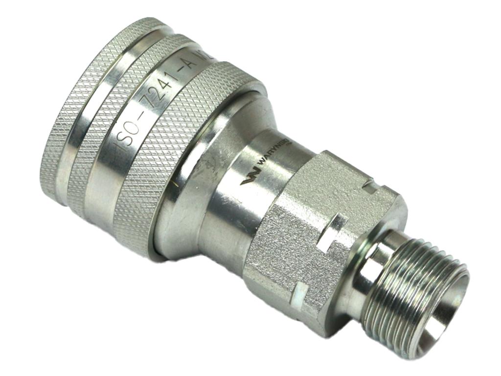 Szybkozłącze hydrauliczne gniazdo z eliminatorem ciśnienia M18x1.5 gwint zewnętrzny EURO (9100818G) (ISO 7241-A) Waryński (opakowanie 10szt)