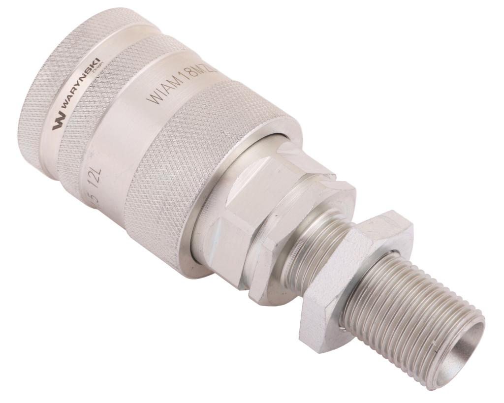 Szybkozłącze hydrauliczne gniazdo long M18x1.5 gwint zewnętrzny EURO PUSH-PULL (9100818GL) (ISO 7241-A) Waryński (opakowanie 50szt)