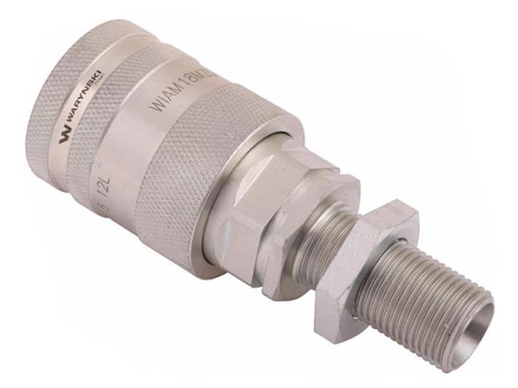 Szybkozłącze hydrauliczne gniazdo long z eliminatorem ciśnienia M18x1.5 gwint zew. EURO PUSH-PULL (9100818GL) (ISO 7241-A) Waryński (opakowanie 10szt)
