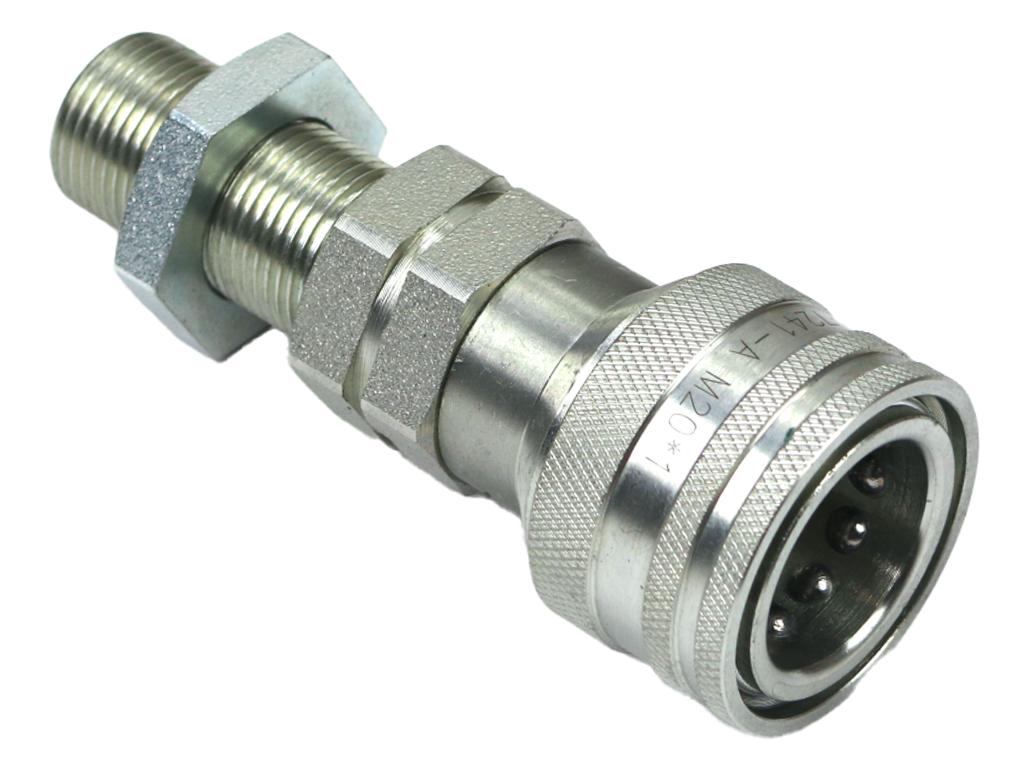 Szybkozłącze hydrauliczne gniazdo z eliminatorem ciśnienia long M18x1.5 gwint zewnętrzny EURO (9100818GL) (ISO 7241-A) Waryński (opakowanie 10szt)