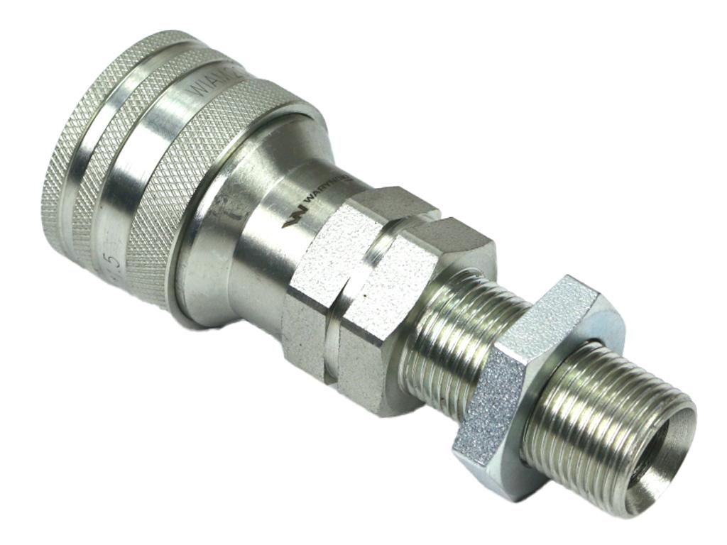 Szybkozłącze hydrauliczne gniazdo z eliminatorem ciśnienia long M18x1.5 gwint zewnętrzny EURO (9100818GL) (ISO 7241-A) Waryński (opakowanie 10szt)