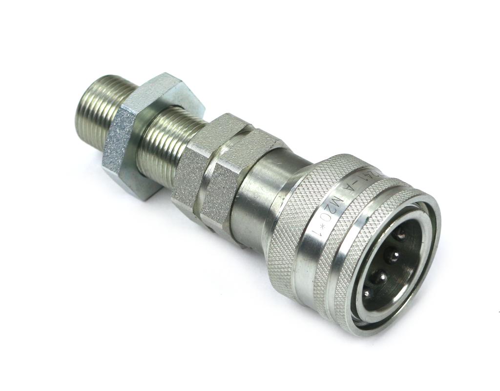 Szybkozłącze hydrauliczne gniazdo z eliminatorem ciśnienia long M20x1.5 gwint zewnętrzny EURO (ISO 7241-A) Waryński