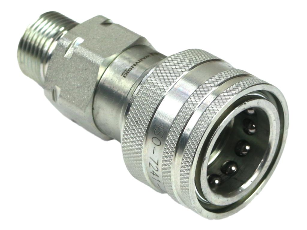 Szybkozłącze hydrauliczne gniazdo z eliminatorem ciśnienia M22x1.5 gwint zewnętrzny EURO (9100822G) (ISO 7241-A) Waryński (opakowanie 10szt)