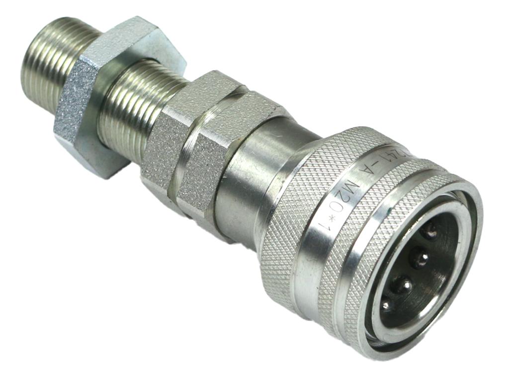 Szybkozłącze hydrauliczne gniazdo z eliminatorem ciśnienia long M22x1.5 gwint zewnętrzny EURO (9100822GL) (ISO 7241-A) Waryński (opakowanie 10szt)