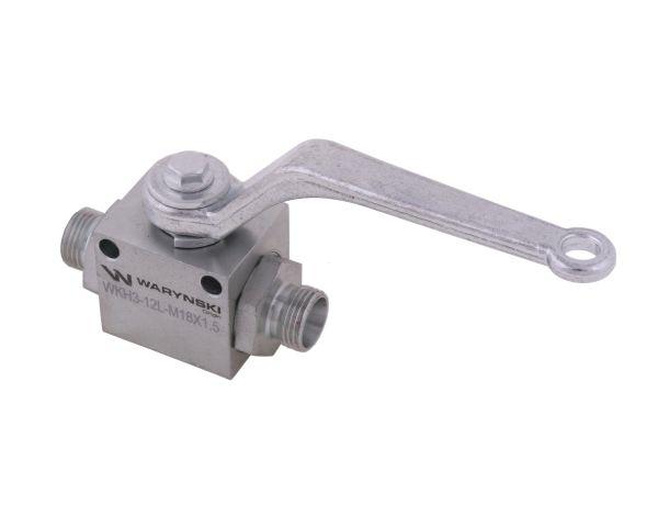 Zawór kulowy hydrauliczny 3-drogowy 3/2 M18x1.5 12L z otworami mocującymi 500 bar Waryński