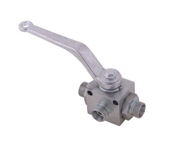 Zawór kulowy hydrauliczny 3-drogowy 3/2 M18x1.5 12L z otworami mocującymi 500 bar Waryński