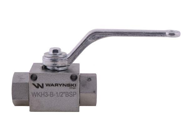 Zawór kulowy hydrauliczny 3-drogowy 3/2 - 1/2"BSP z otworami mocującymi 500 bar Waryński
