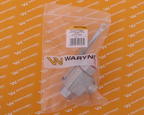 Zawór kulowy hydrauliczny 3-drogowy 3/2 - 1/2"BSP z otworami mocującymi 500 bar Waryński