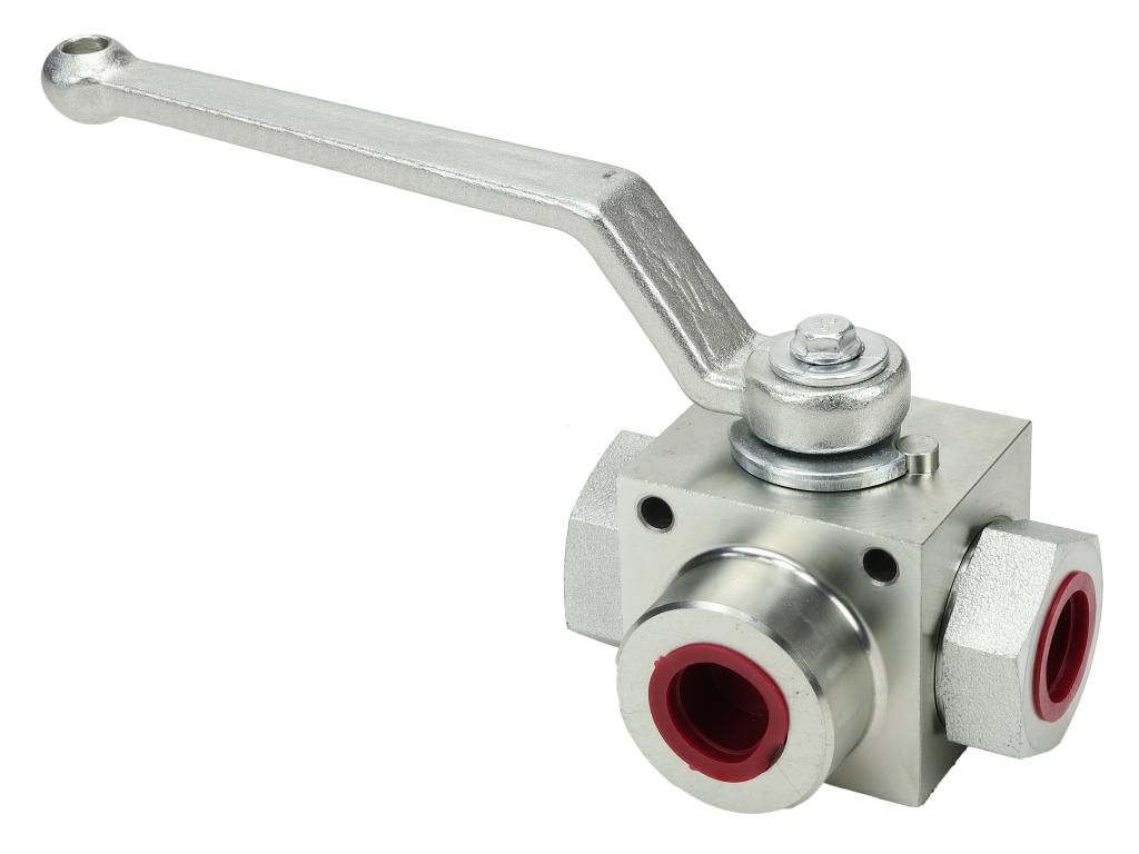 Zawór kulowy hydrauliczny 3-drogowy 3/2 - 3/4"BSP z otworami mocującymi 315 bar Waryński