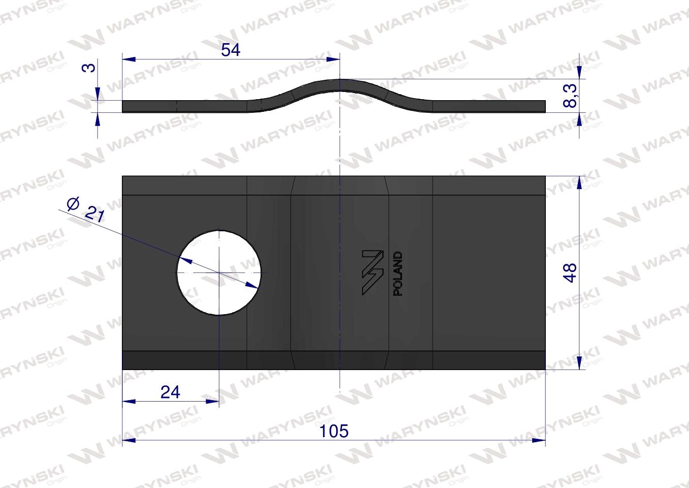 Nóż, nożyk kosiarka rotacyjna (czeska) 5036040100 WARYŃSKI ( sprzedawane po 25 )