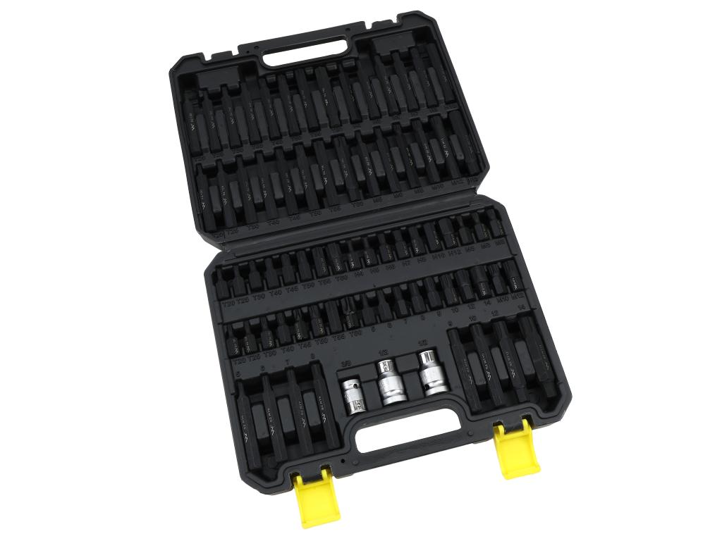 Zestaw bitów, 75mm torx hex spline ribe ze stali S2 pokrycie antykorozyjne z adapterami 75 el., Waryński