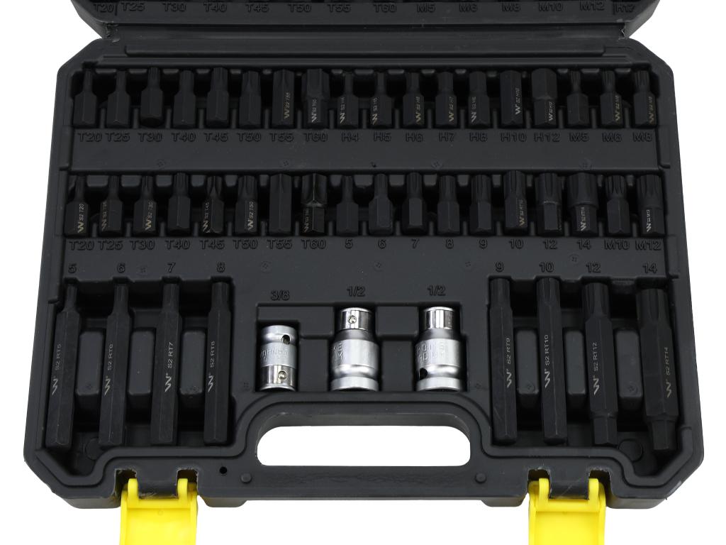 Zestaw bitów, 75mm torx hex spline ribe ze stali S2 pokrycie antykorozyjne z adapterami 75 el., Waryński