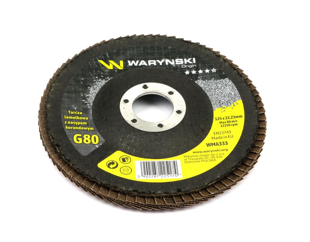 Tarcza do szlifierki 125 mm lamelkowa z elektrokorundem GR80 (sprzedawana po 10 szt.) Waryński