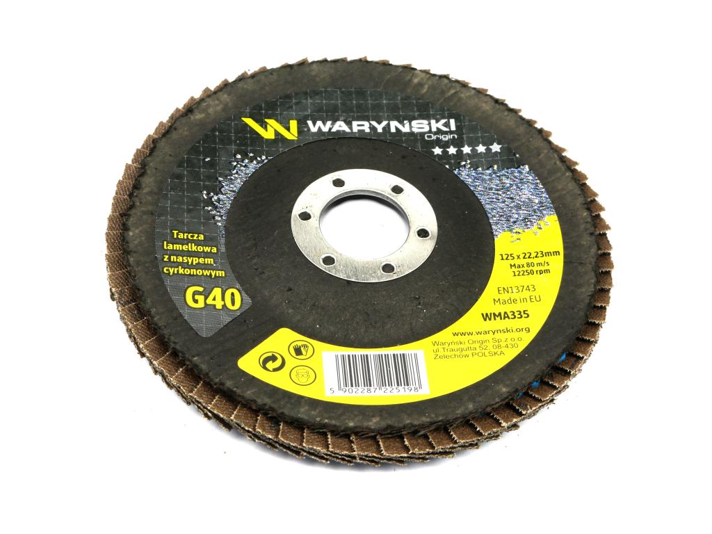 Tarcza do szlifierki 125 mm lamelkowa. cyrkonowa GR40 (sprzedawana po 10 szt.) Waryński
