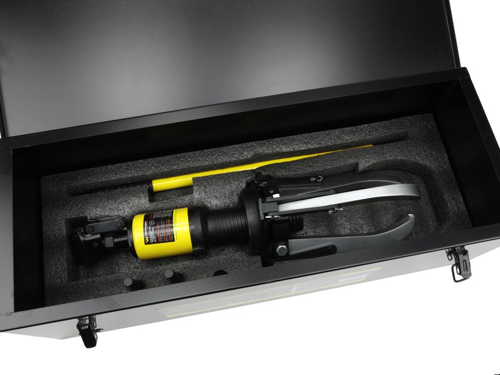 Ściągacz do łożysk, hydrauliczny 10T z zaworami bezpieczeństwa i pierścieniem zabezpieczającym, Waryński