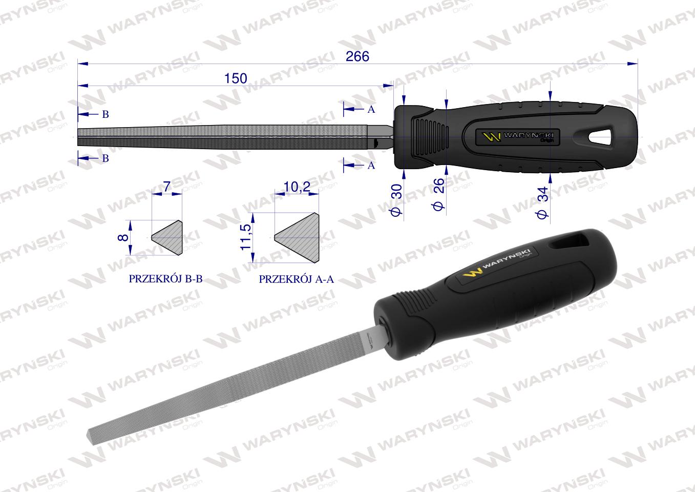 Pilnik trójkątny 150 mm Waryński