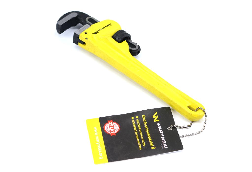 Klucz do rur typ amerykański  8" wzmocniony szczęki CrMo max średnica 30 mm Waryński