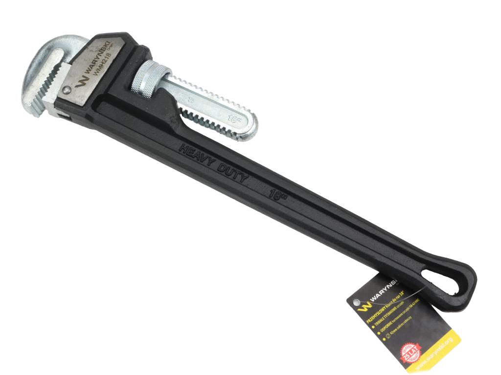 Klucz do rur, przemysłowy ciężki typ amerykański 18" wzmocniony szczęki tytanowe, Waryński