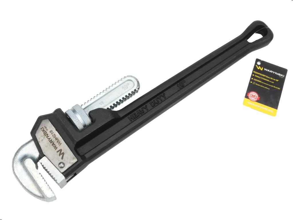 Klucz do rur, przemysłowy ciężki typ amerykański 18" wzmocniony szczęki tytanowe, Waryński