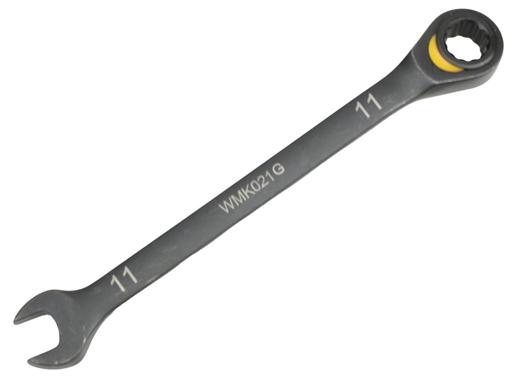 Klucz płasko-oczkowy 11mm z grzechotką podgiętą dwukierunkową 72 zęby standard ASME B107-2010, Waryński