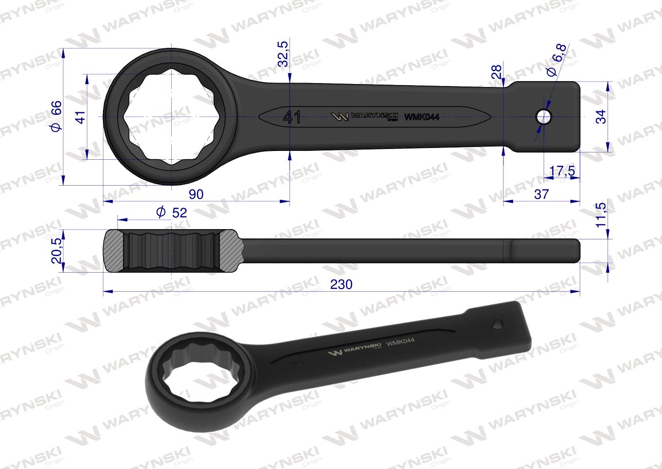 Klucz oczkowy do pobijania 41 mm Waryński