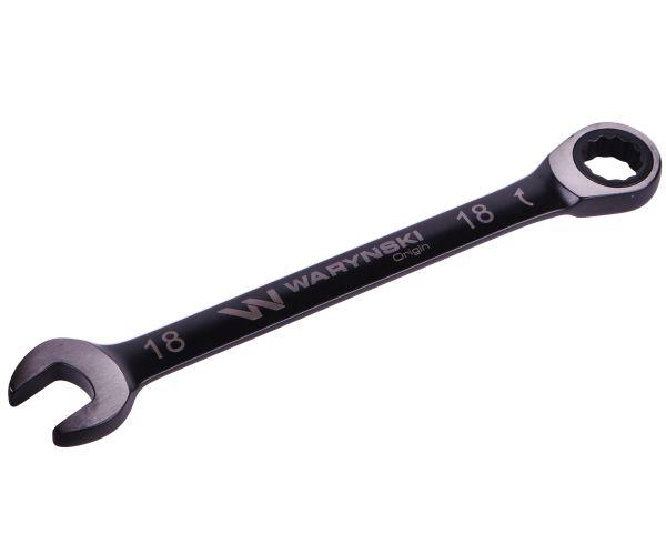 Klucz płasko-oczkowy 18 mm z grzechotką 72 zęby standard ASME B107-2010 Waryński