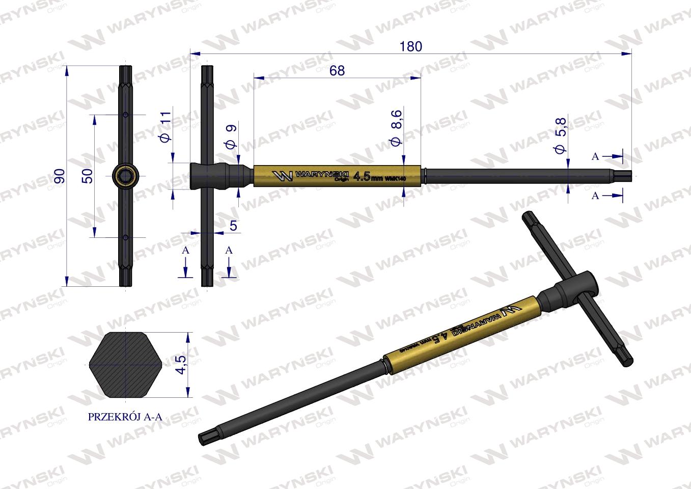 Klucz T ze spinnerem HEX 4.5 mm Waryński