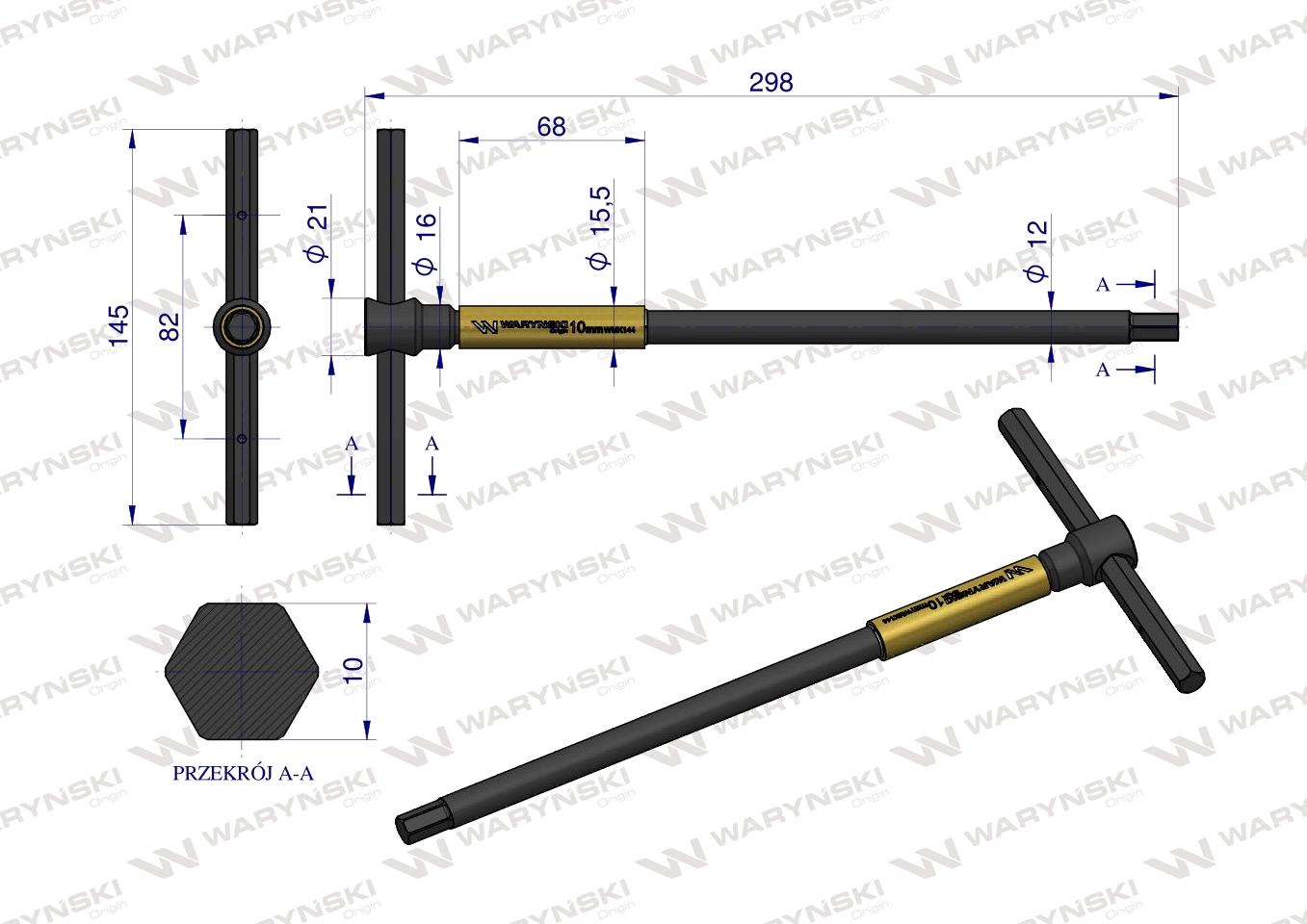 Klucz T ze spinnerem HEX 10 mm Waryński