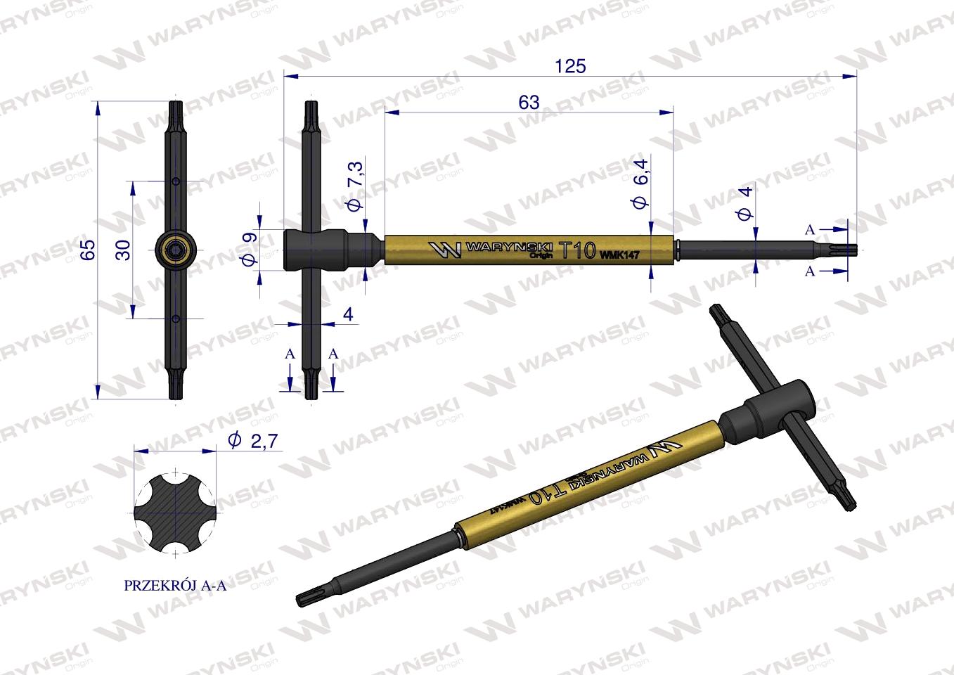 Klucz T ze spinnerem TORX T10 Waryński