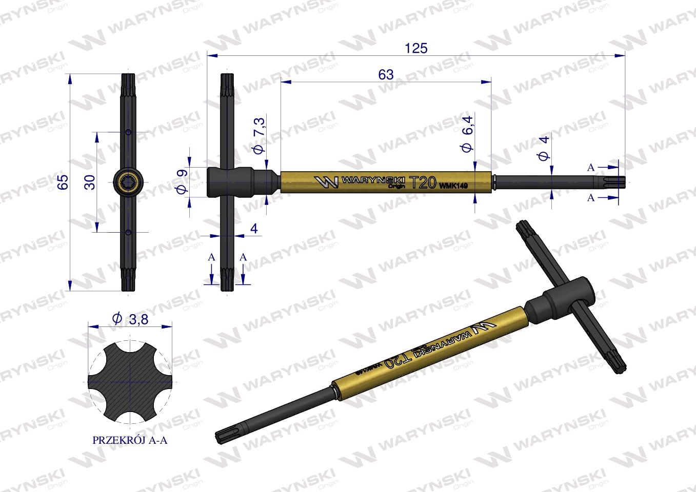 Klucz T ze spinnerem TORX T20 Waryński