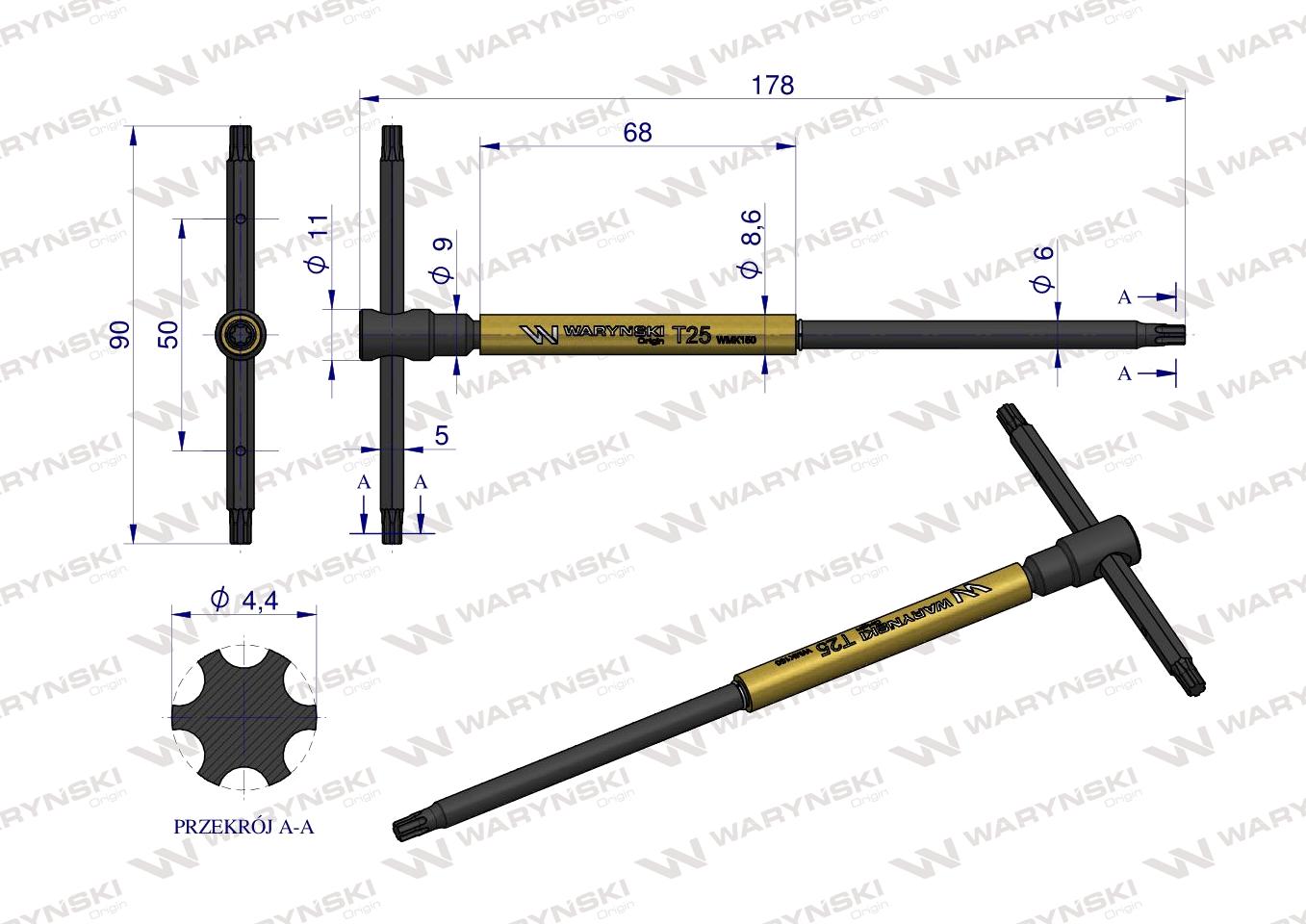 Klucz T ze spinnerem TORX T25 Waryński