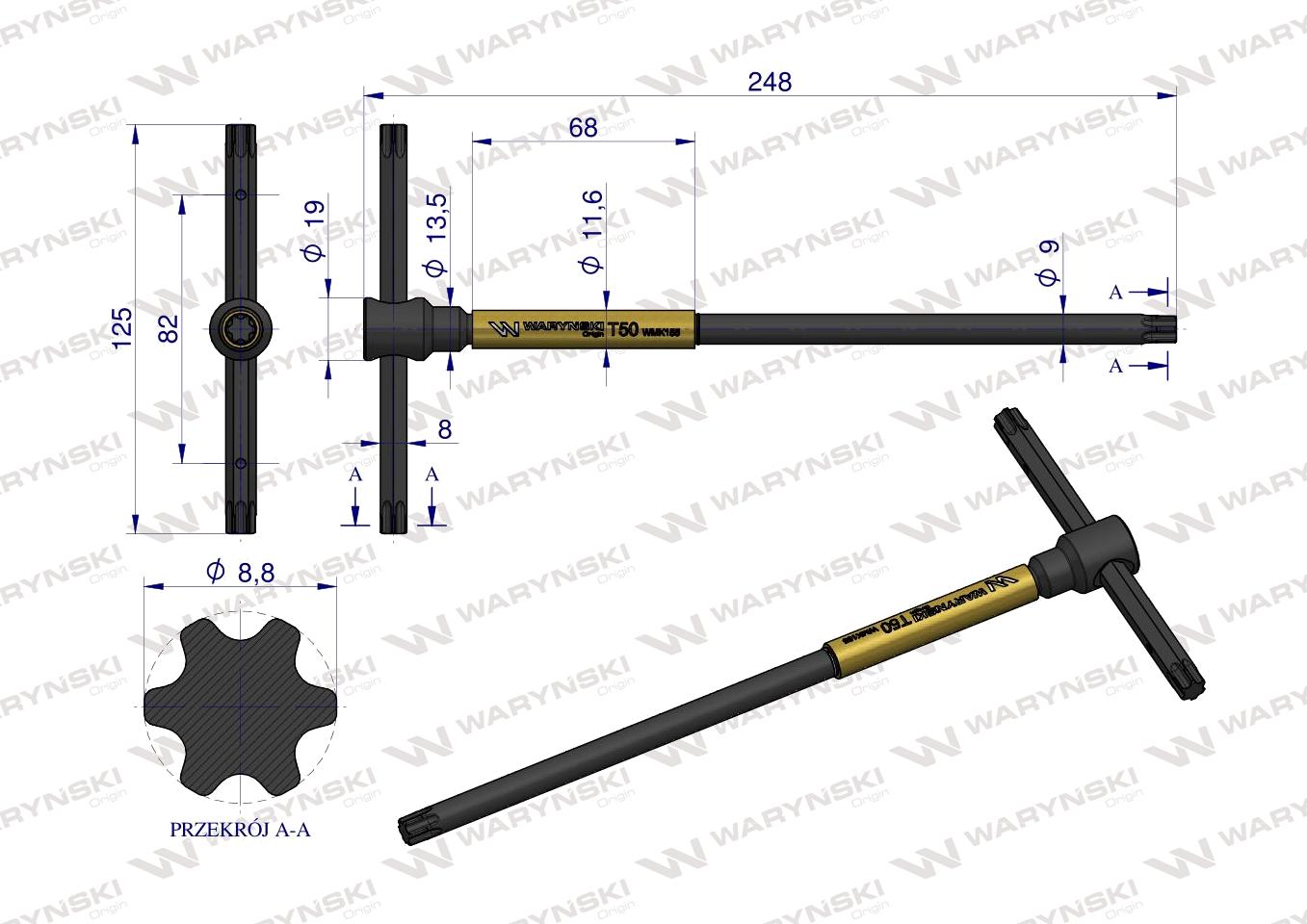 Klucz T ze spinnerem TORX T50 Waryński