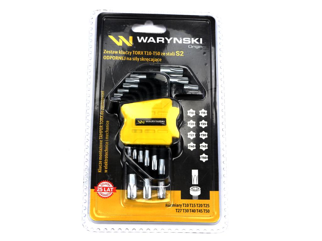 Zestaw kluczy TORX T10-T50 ze stali S2 9el w uchwycie Waryński