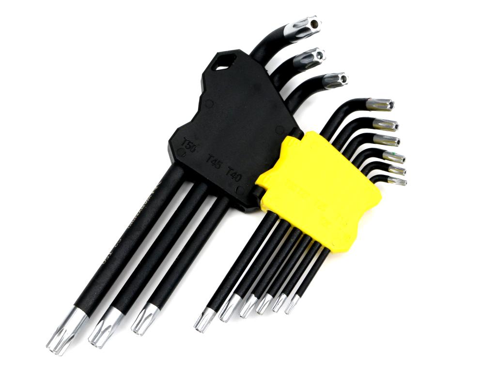 Zestaw kluczy przedłużonych TORX  T10-T50 ze stali S2 9el w uchwycie Waryński