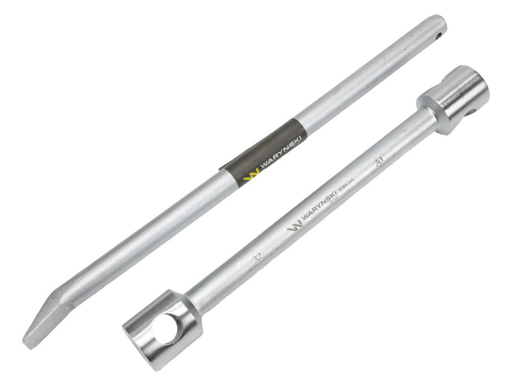 Klucz do kół , 395 mm długości rozmiar 30x32 mm z łyżką, do prac montażowych i demontażowych w mechanice , Waryński